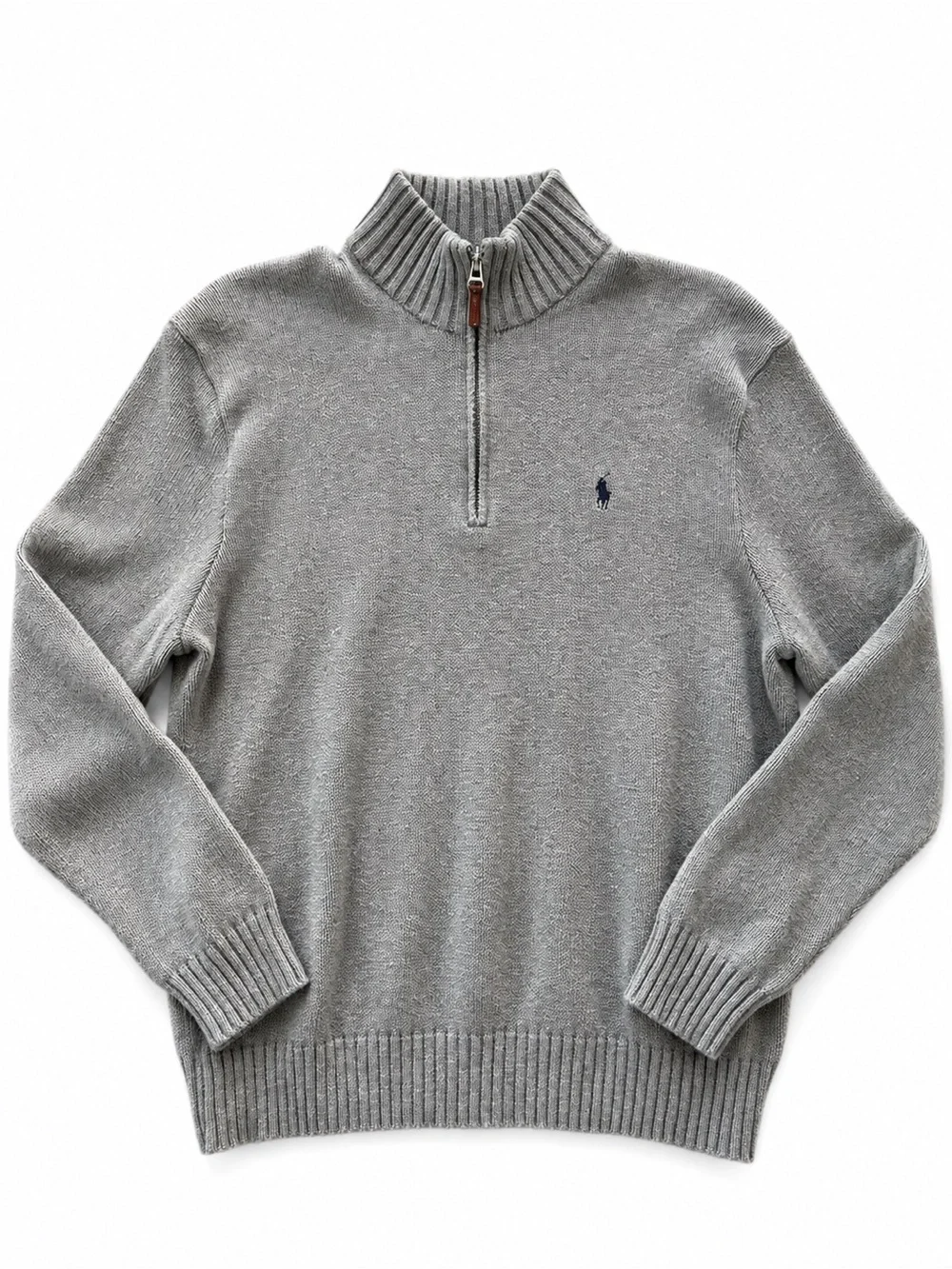 Polo Ralph Lauren Men’s XL Gray Pima Cotton Quarter Zip Sweater